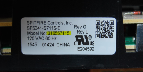 Part # 316557115 - Frigidaire Oven Electronic Control Board (used, overlay poor - White)