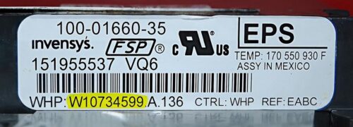 Part # WPW10734599 | W10734599 | Whirlpool Oven Control Board (overlay good - Dark Gray)