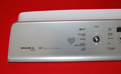 Part # W10914560 Maytag Washer Control Panel (used, condition good - Silver)