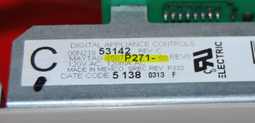 Part # 8507P271-60 | WP5701M799-60 Maytag Oven Control Board (used, overlay good - Bisque)