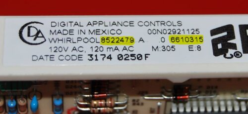 Part # 8522479 | 6610315 Whirlpool Oven Control Board (used, overlay good - White)