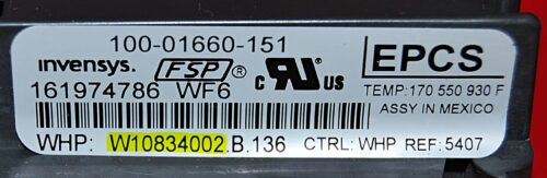 Part # W11122539 | W10834002 | Whirlpool Oven Control Board (overlay good - Dark Gray)