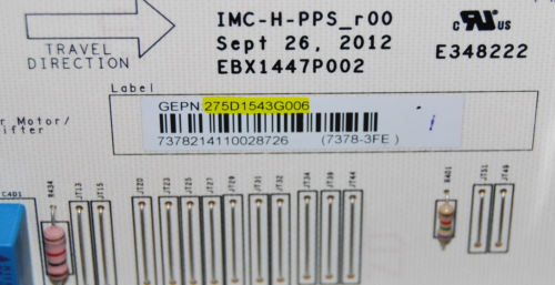 Part # 275D1543G006 GE Front Load Washer Control Board (used)