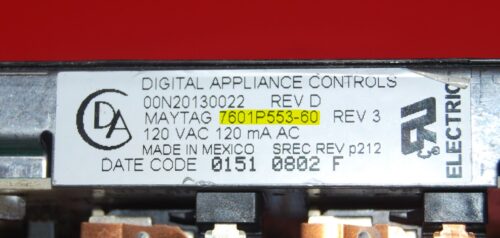 Part # 7601P553-60 - Maytag Oven Control Board (used, overlay good - Black)