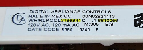 Part # 3196941 | 6610056 | Whirlpool Oven Control Board (overlay fair - Black)