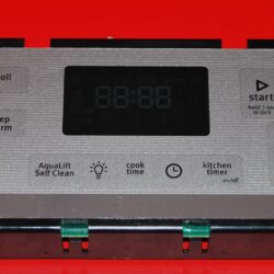 Part # W10477073 - Whirlpool Oven Control Board (used, overlay good - Silver/ Dark Gray)