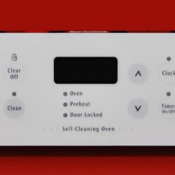 Part # 316207506 - Frigidaire Oven Control Board ( used, overlay good - Bisque - Broken Tab )