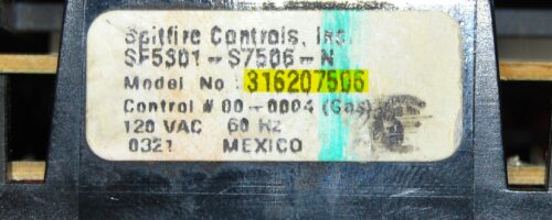 Part # 316207506 - Frigidaire Oven Control Board ( used, overlay good - Bisque - Broken Tab )