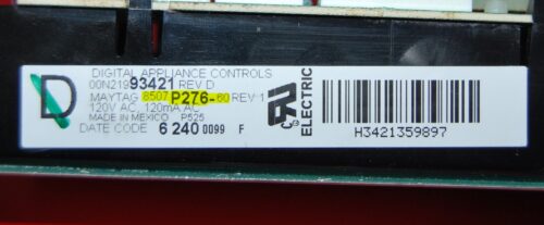 Part # 8507P276-60 - Maytag Oven Control Board (used, overlay very good - Bisque)