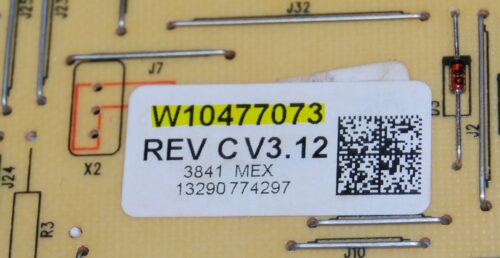 Part # W10477073 - Whirlpool Oven Control Board (used, overlay good - Silver/ Dark Gray)