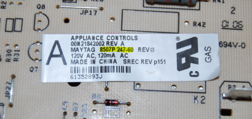 Part # 8507P247-60 - $Maytag Gas Oven Control Board (used, Electronics only)