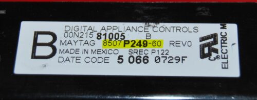 Part # 8507P249-60 - Maytag Oven Control Board (used, overlay poor - Black)
