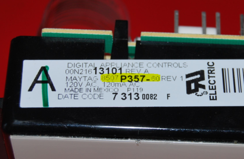 Part # 8507P357-60 | W10141425 Maytag Oven Control Board (used, overlay fair - Bisque, broken mounting tab)