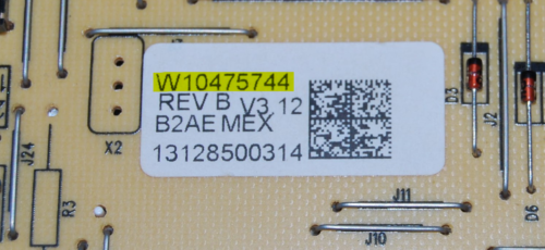 Part # W10475744 - Whirlpool Oven Control Board (used, overlay fair - Silver)