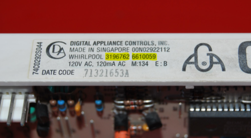 Part # 3196762 | 6610059 Whirlpool Gas Oven Control Board (used, overlay poor - Black)