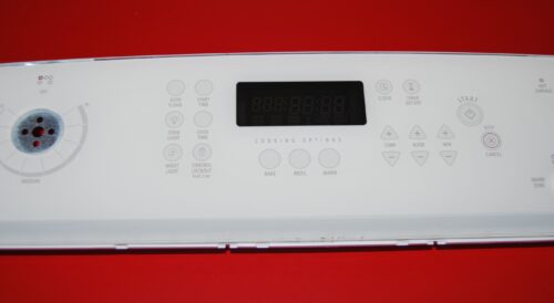 Part # 9763547 | 9762967 Whirlpool Oven Control Panel And Board (used, overlay good - Bisque)