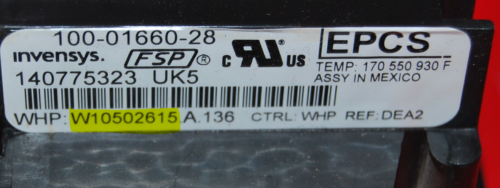 Part # W10502615 Whirlpool Oven Control Board (used, overlay good - Black)