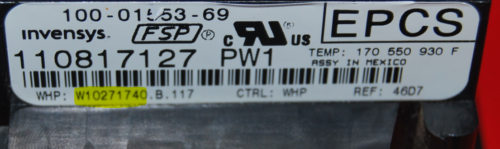 Part # W10271740 Whirlpool Oven Control Board (used, overlay fair - Black)