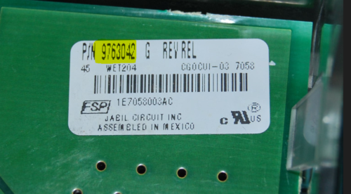 Part # 9763548 | 9763042 Whirlpool Oven Control Panel And Board (used, overlay good - White)