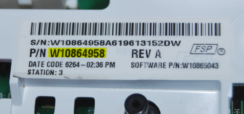 Part # W10864958 - Whirlpool Control Board (used)
