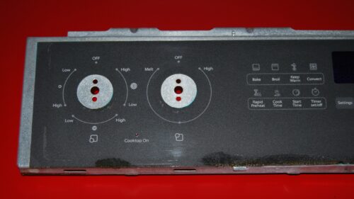 Part # W10730777 | W10340308 Whirlpool Oven Control Panel And Board (used, overlay fair - Dark Gray)