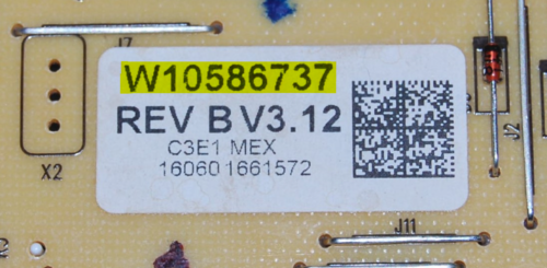 Part # W10586737 - Whirlpool Oven Control Board (used, overlay fair - Black)