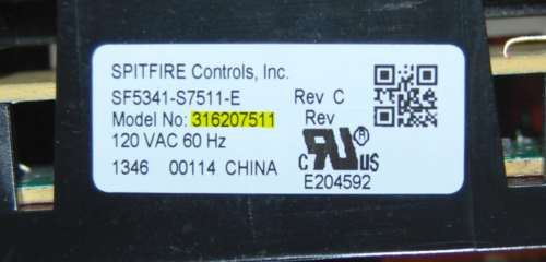 Part # 316207511 - Frigidaire Oven Control Board (used, overlay near mint - Black )
