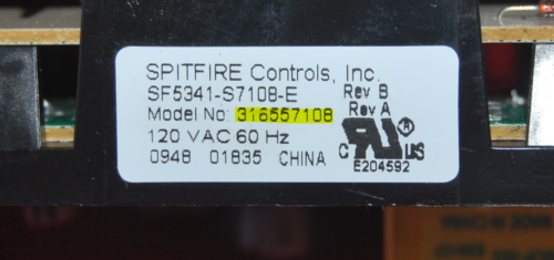 Part # 316557108 - Frigidaire Oven Control Board (used, overlay fair - White )