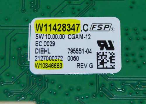 Part # W11428347 | W10846663 Whirlpool Oven Control Board (used, overlay fair - Black)
