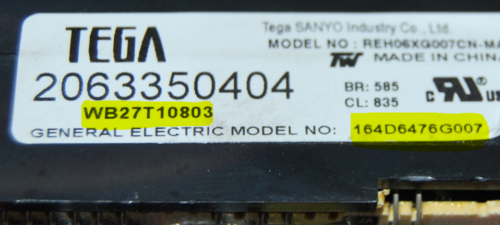 Part # WB27T10875 | WB27T10803 | 164D6476G007 GE Oven Control Panel And Board (used, overlay good - Black)