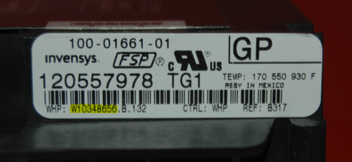 Part # W10348656 - Whirlpool Gas Oven Control Board (used, overlay good - Black)