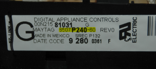 Part # W10769823 | 8507P240-60 - Maytag Oven Control Board (used, overlay fair - Black)