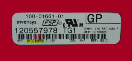 Part # W10348656 Whirlpool Gas Oven Control Board (used, overlay good - Black)