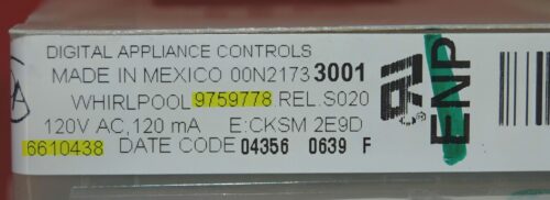Part # WP6610463 | 6610438 | 9759778 | Whirlpool Oven Control Board (overlay good - Yellow )