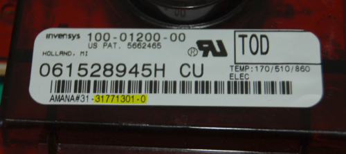 Part # 31771301 - Amana Gas Oven Control Board (used, overlay fair - Bisque)