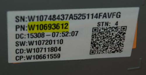 Part # W10693612 Whirlpool Front Load Washer Control Board (used)