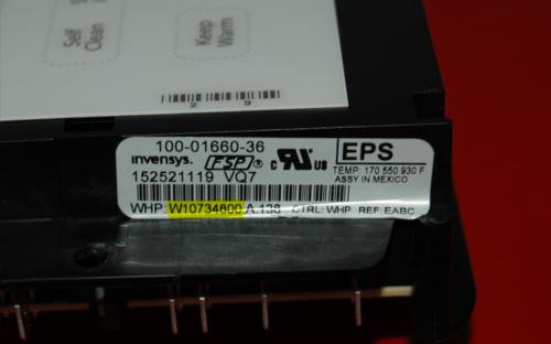 Part # W10734600 - $Whirlpool Oven Control Board (used, overlay good - White)