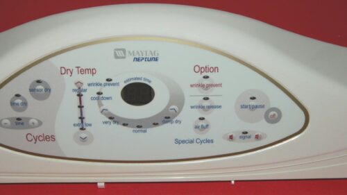Part # 33002536 | 33003028 | Maytag Dryer Panel And Control Board (condition fair - Bisque)