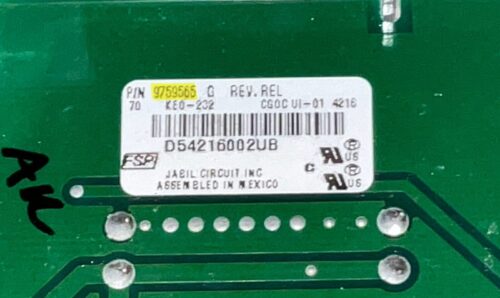 Part # 9756595CM | 9759565 KitchenAid Oven Switch Membrane And Board (used, overlay good - Light Gray)