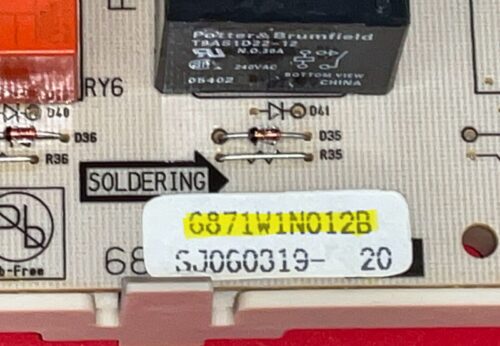 Part # 6871W1N012B LG Range Oven Relay Control Board (used)