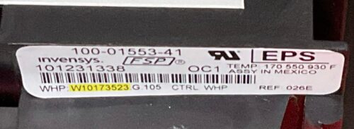 Part # W10173523 Whirlpool Oven Control Board (used, overlay fair - White)