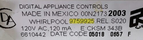 Whirlpool Gas Oven Control Board - Part # 6610442 | 9759925 Gallery Image 2