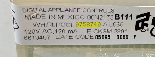 Whirlpool Gas Oven Control Board - Part # 9758749 | 6610467 Gallery Image 2