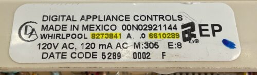 Part # 8273841 | 6610289 Whirlpool Oven Control Board (overlay good - Bisque)