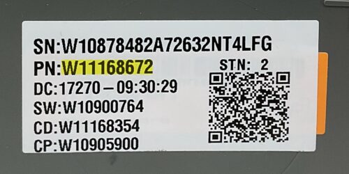 Part # W11168672 | Whirlpool Front Load Washer Control Board