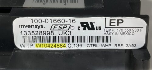 Part # W10424884 | Whirlpool Oven Control Board (overlay fair - Gray)